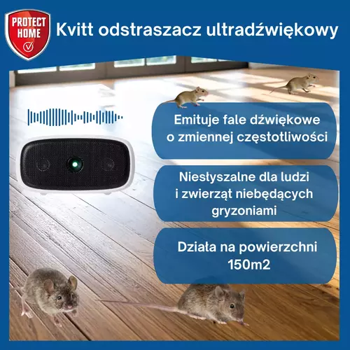Zdjęcie produktu KVITT Ultradźwiękowy odstraszacz gryzoni 150m2 4