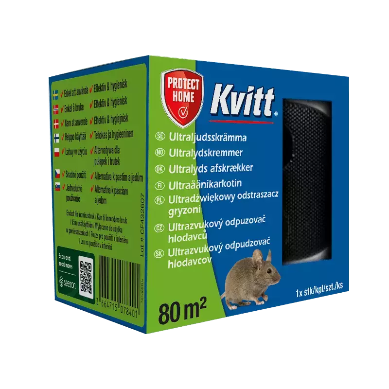 Zdjęcie produktu KVITT Ultradźwiękowy odstraszacz gryzoni 80m2