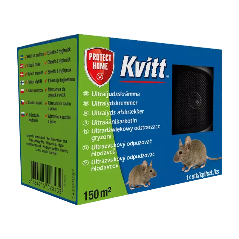 Zdjęcie produktu KVITT Ultradźwiękowy odstraszacz gryzoni 150m2